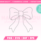 My cute Coquette Bow SVG is part of my Coquette SVG Files for Cricut collection, and features a single-line drawing or sketch of a coquette-style bow.