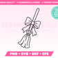 My trendy Coquette Broomstick SVG is part of my Halloween SVG Files for Cricut collection, and features an outline of a cute witch's broom with an oversized bow on it.