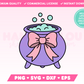 My trendy Coquette Cauldron SVG is part of my Halloween SVG Files for Cricut collection, and features a cute bubbling cauldron with a bow on it.