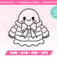 My adorable Coquette Puffer Jacket Ghost SVG is part of my Halloween SVG Files for Cricut collection, and features an outline of a cute ghost wearing a coat with a coquette bow.