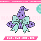 My trendy Coquette Witch Hat SVG is part of my Halloween SVG Files for Cricut collection, and features a cute witch hat covered in stars with an oversized bow on it.