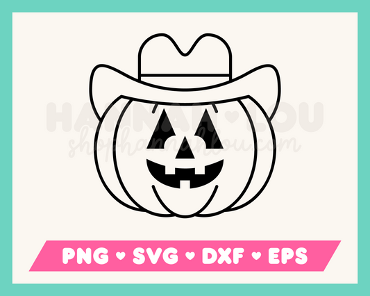 Cowboy Pumpkin SVG Outline
