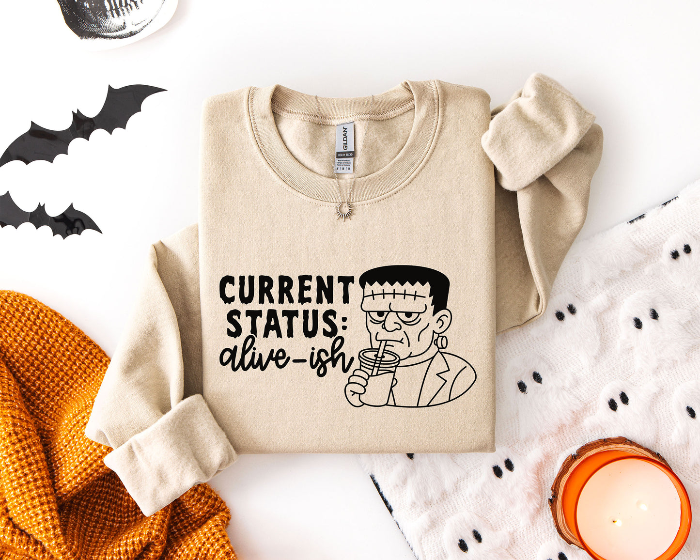Current Status: Alive-ish Frankenstein SVG • Halloween SVG Files for Cricut • Halloween Sublimation Designs
