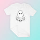 My Cute Ghost SVG is part of my Halloween SVG files for Cricut collection, and features a mockup of a cute ghost on a t-shirt.