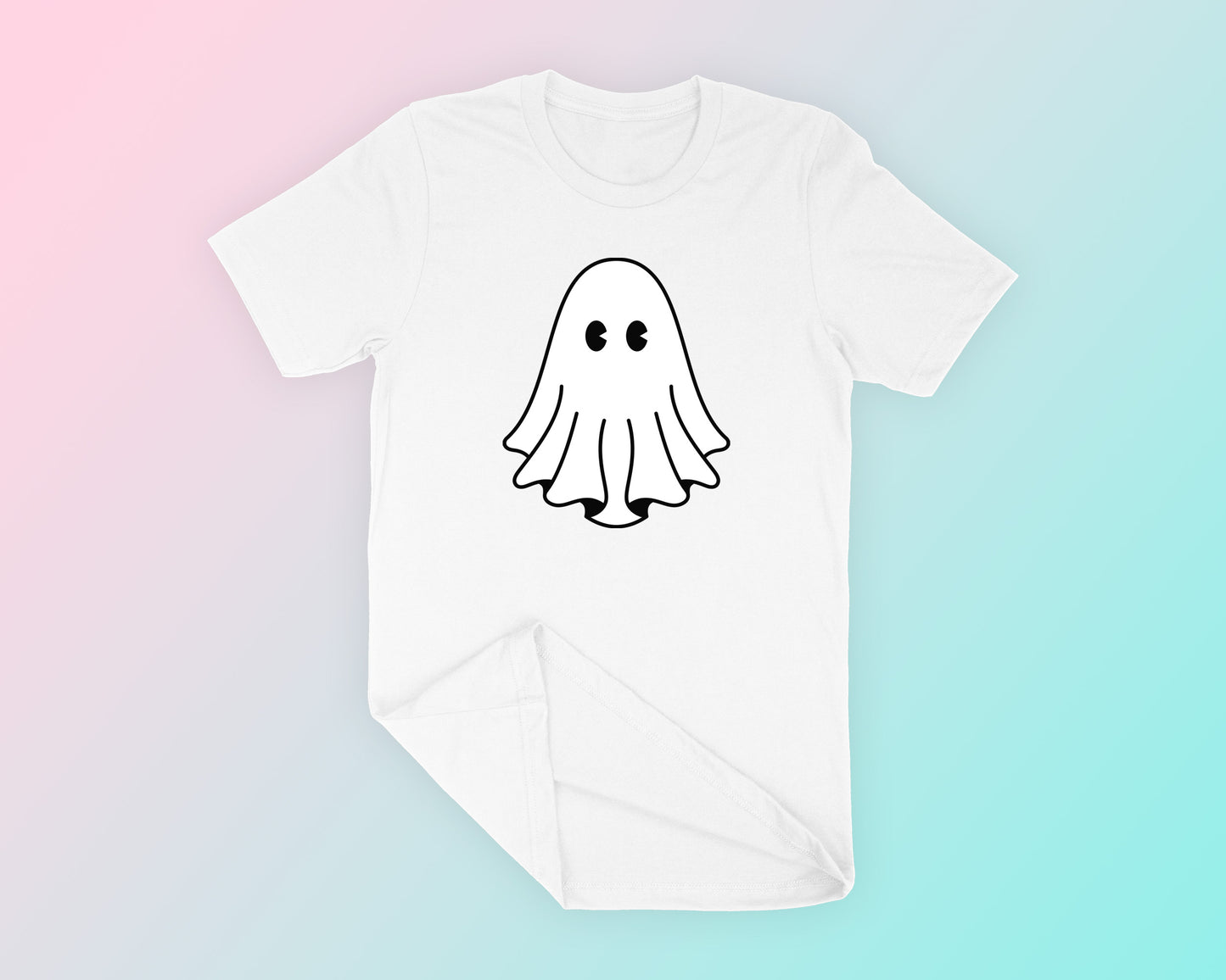 My Cute Ghost SVG is part of my Halloween SVG files for Cricut collection, and features a mockup of a cute ghost on a t-shirt.