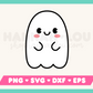 My kawaii-style Cute Ghost SVG is part of my Halloween SVG Files for Cricut collection, and features a cute ghost with rosy cheeks.