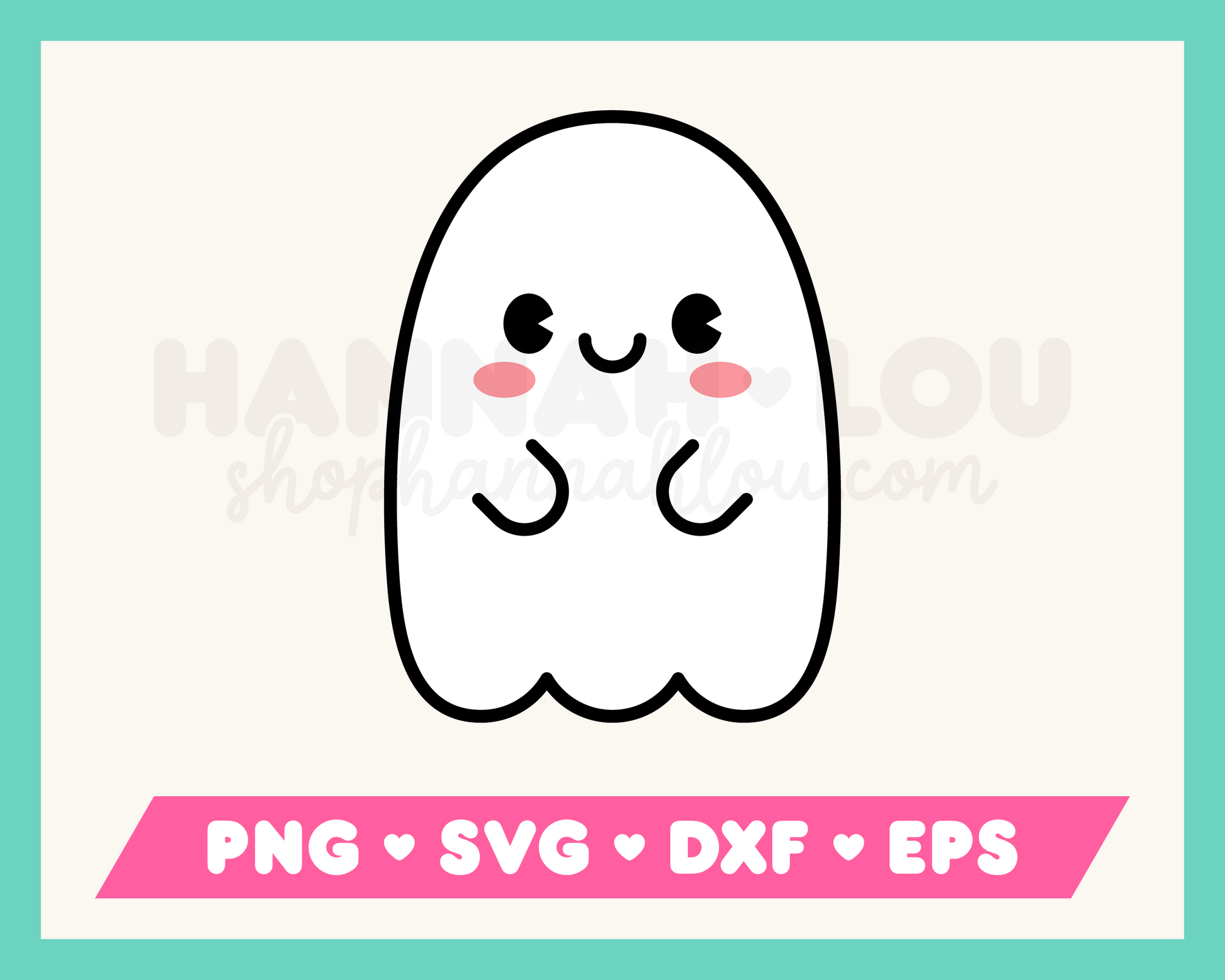 My kawaii-style Cute Ghost SVG is part of my Halloween SVG Files for Cricut collection, and features a cute ghost with rosy cheeks.