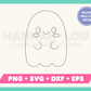 My kawaii-style Cute Ghost SVG is part of my Halloween SVG Files for Cricut collection, and features a single-line drawing of a cute ghost with rosy cheeks.