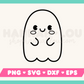 My kawaii-style Cute Ghost SVG is part of my Halloween SVG Files for Cricut collection, and features an outline of a cute ghost with rosy cheeks.