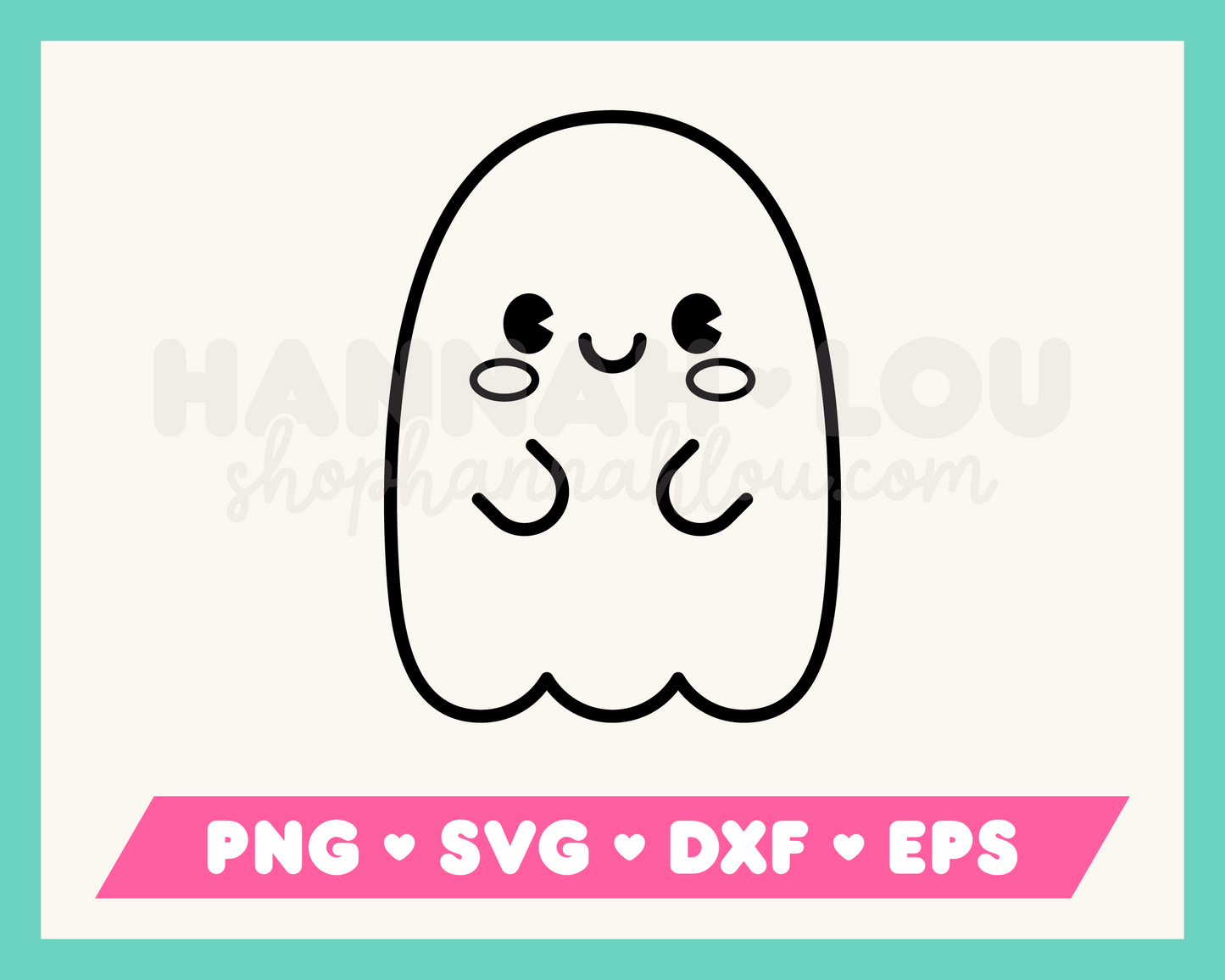 My kawaii-style Cute Ghost SVG is part of my Halloween SVG Files for Cricut collection, and features an outline of a cute ghost with rosy cheeks.