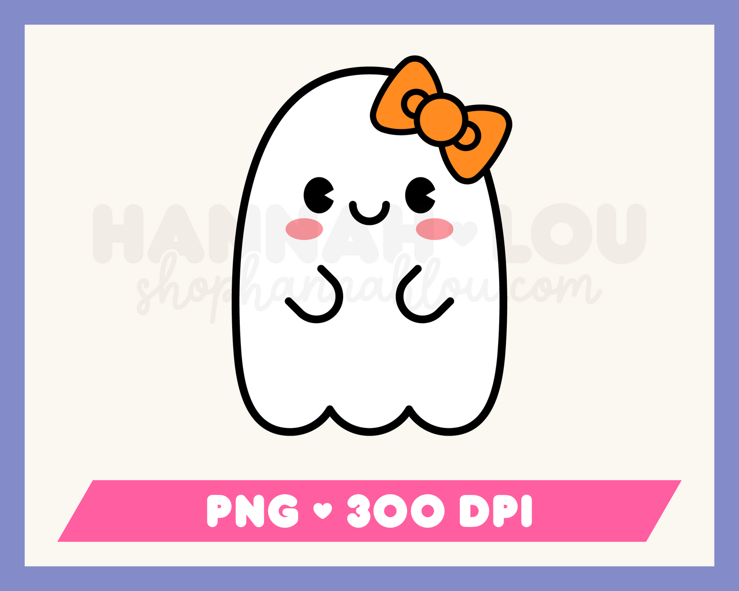 My kawaii-style Cute Ghost with Bow PNG is part of my Halloween Sublimation Designs collection, and features a cute ghost with rosy cheeks and a bow.