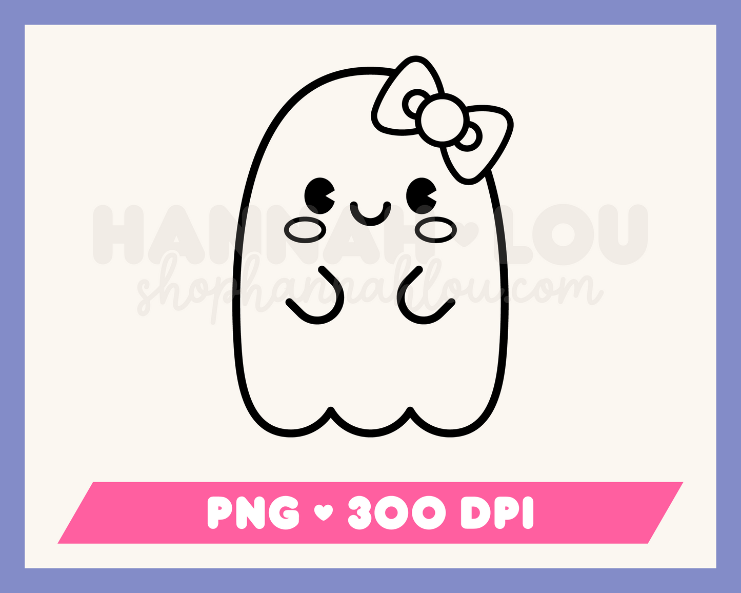 My kawaii-style Cute Ghost with Bow PNG is part of my Halloween Sublimation Designs collection, and features an outline of a cute ghost with rosy cheeks and a bow.