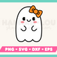 My kawaii-style Cute Ghost with Bow SVG is part of my Halloween SVG Files for Cricut collection, and features a cute ghost with rosy cheeks and a bow.