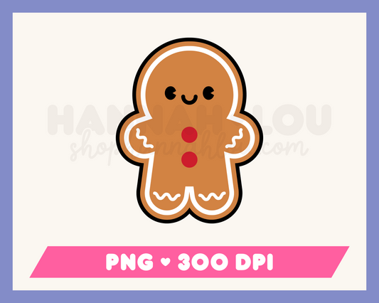 My Cute Gingerbread Man PNG is part of my Christmas Sublimation Designs collection, and features a kawaii-style cute gingerbread man.