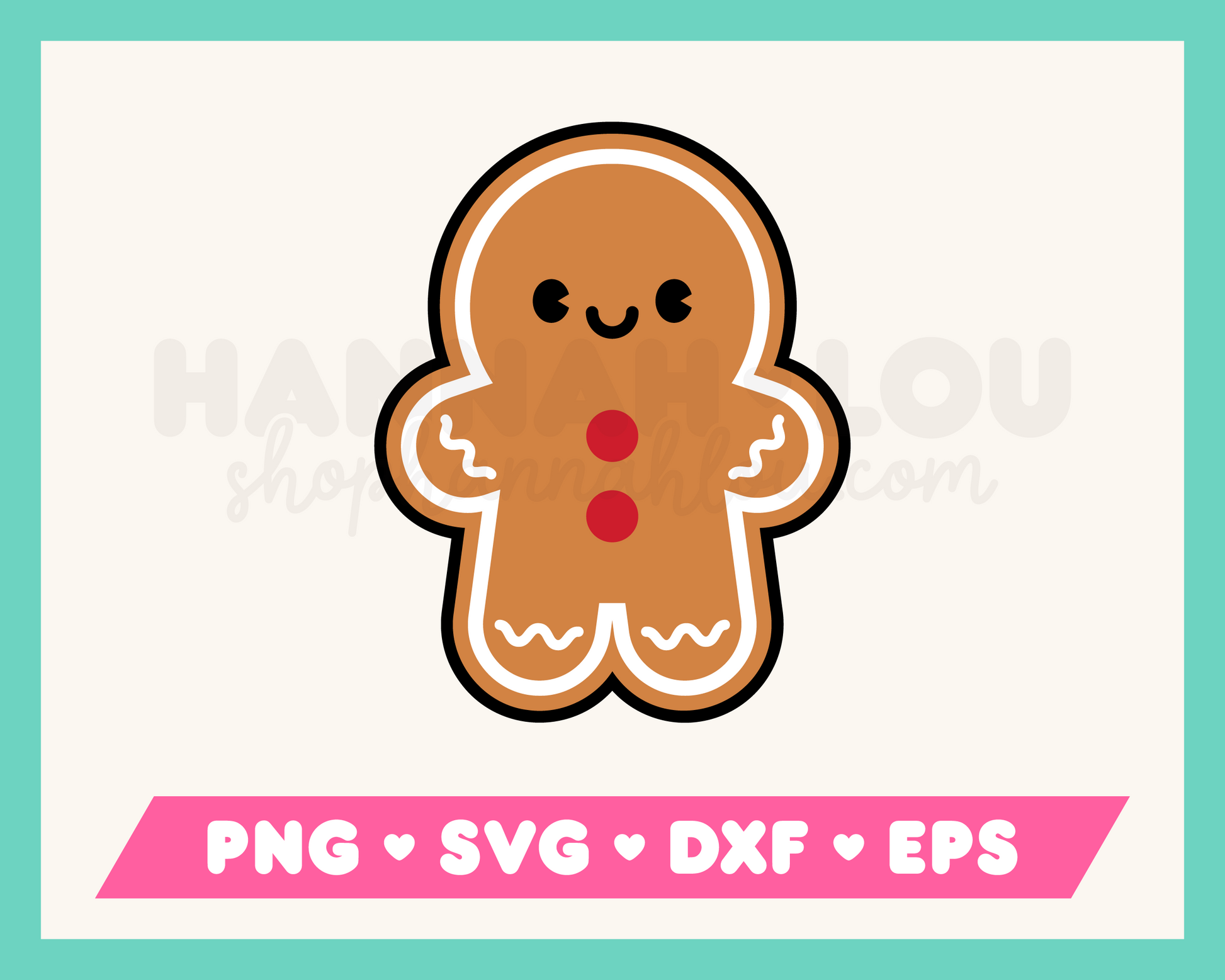 My kawaii-style Cute Gingerbread Man SVG is part of my Christmas SVG Files for Cricut collection, and features a cute gingerbread man.