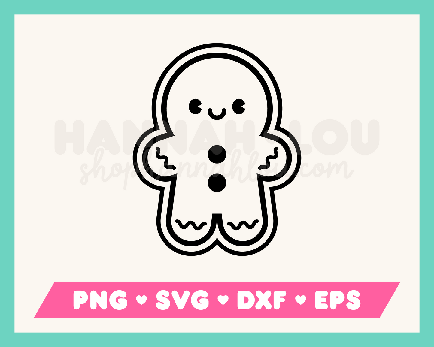 My kawaii-style Cute Gingerbread Man SVG is part of my Christmas SVG Files for Cricut collection, and features an outline of a cute gingerbread man.