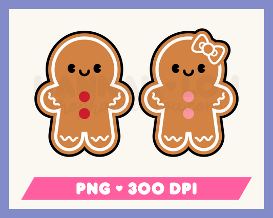 My Cute Gingerbread PNG Bundle is part of my Christmas Sublimation Designs collection, and features a cute gingerbread man and gingerbread woman.