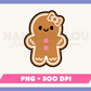 My Cute Gingerbread Woman PNG is part of my Christmas Sublimation Designs collection, and features a kawaii-style cute gingerbread woman with a bow.