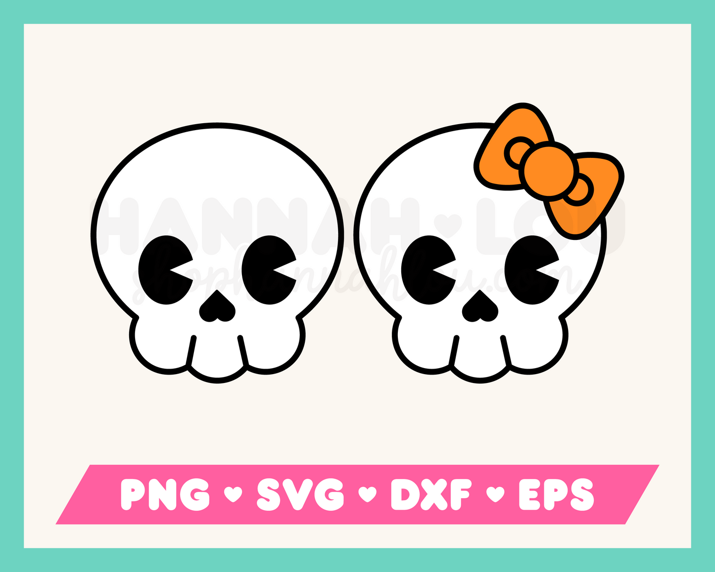 My Cute Skull SVG bundle is part of my Halloween SVG files for Cricut collection, and features two cute skulls: one with a bow and one without.