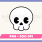 My Cute Skull PNG is part of my Halloween Sublimation Designs collection, and features a kawaii-style skull.