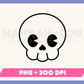 My Cute Skull PNG is part of my Halloween Sublimation Designs collection, and features an outline of a kawaii-style skull.