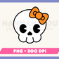 My Cute Skull with Bow PNG is part of my Halloween Sublimation Designs collection, and features a kawaii-style skull with a bow.