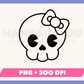 My Cute Skull with Bow PNG is part of my Halloween Sublimation Designs collection, and features an outline of a kawaii-style skull with a bow.