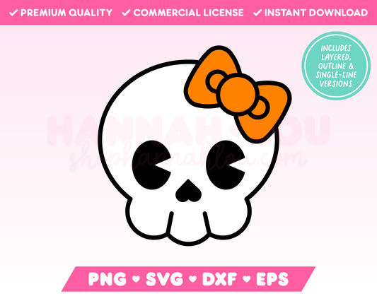 Cute Skull with Bow SVG • Halloween SVG Files for Cricut · Halloween Sublimation Designs