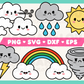 My Cute Weather Clip Art Bundle is part of my Cute SVG Files for Cricut collection, and features kawaii-style weather clip art with a face and rosy cheeks.