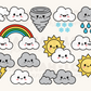 My Cute Weather Clip Art Bundle is part of my Cute SVG Files for Cricut collection, and features kawaii-style weather clip art with a face and rosy cheeks.