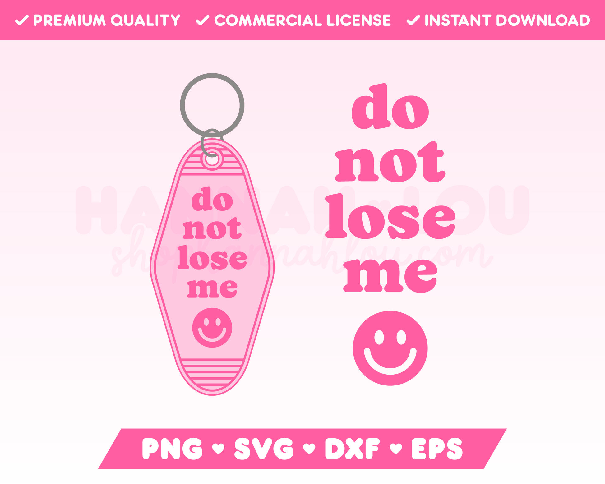 My Do Not Lose Me Motel Keychain SVG is part of my Motel Keychain SVG Files for Cricut collection, and features a motel keychain with the words Do Not Lose Me on it with a happy face.