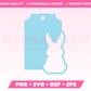 My cute Easter Bunny Gift Tag SVG is part of my Easter SVG Files for Cricut collection, and features a gift tag with a silhouette of the Easter Bunny cut out of it.