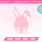 My cute Easter Egg Bunny SVG is part of my Easter SVG Files for Cricut collection, and features an outline of an Easter egg with bunny ears and feet.