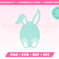 My cute Easter Egg Bunny SVG is part of my Easter SVG Files for Cricut collection, and features an outline of an Easter egg with bunny ears and feet.