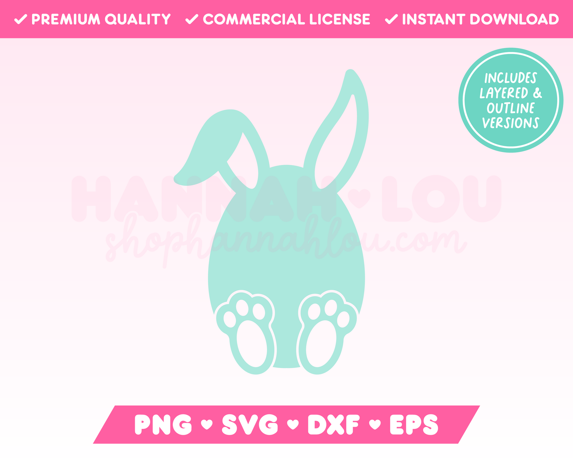 My cute Easter Egg Bunny SVG is part of my Easter SVG Files for Cricut collection, and features an outline of an Easter egg with bunny ears and feet.