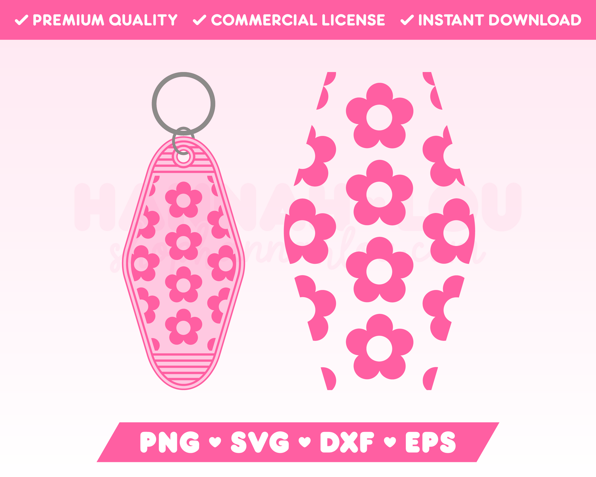 My Flower Motel Keychain SVG is part of my Motel Keychain SVG Files for Cricut collection, and features a motel keychain with a retro flower pattern on it.