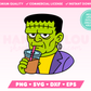 Frankenstein Drinking Iced Coffee SVG • Halloween SVG Files for Cricut • Halloween Sublimation Designs