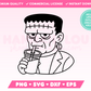 Frankenstein Drinking Iced Coffee SVG • Halloween SVG Files for Cricut • Halloween Sublimation Designs