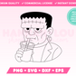 Frankenstein Drinking Iced Coffee SVG • Halloween SVG Files for Cricut • Halloween Sublimation Designs