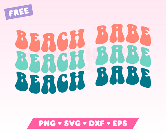 My free Beach Babe SVG is part of my Free Beach SVG Files for Cricut collection, and features the words 'Beach Babe' three times in a wavy, retro-style font.