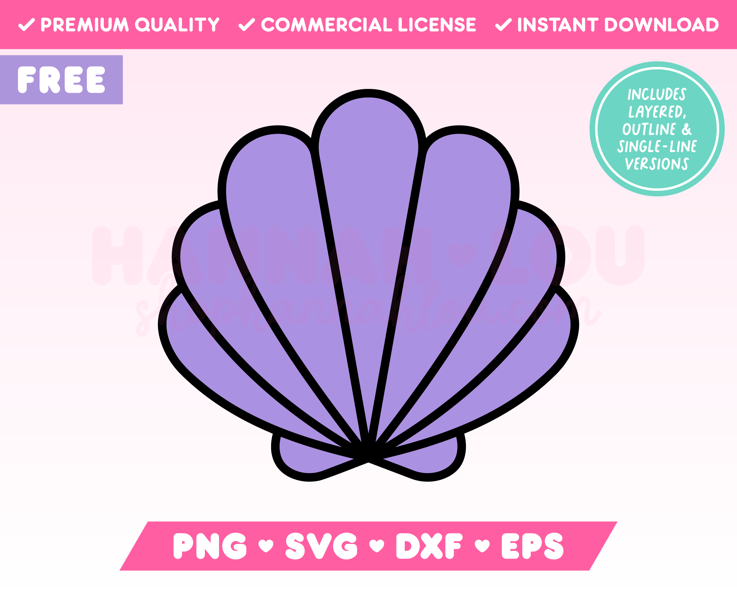 Free Clam Shell SVG | Free Beach SVG Files for Cricut | Sublimation ...