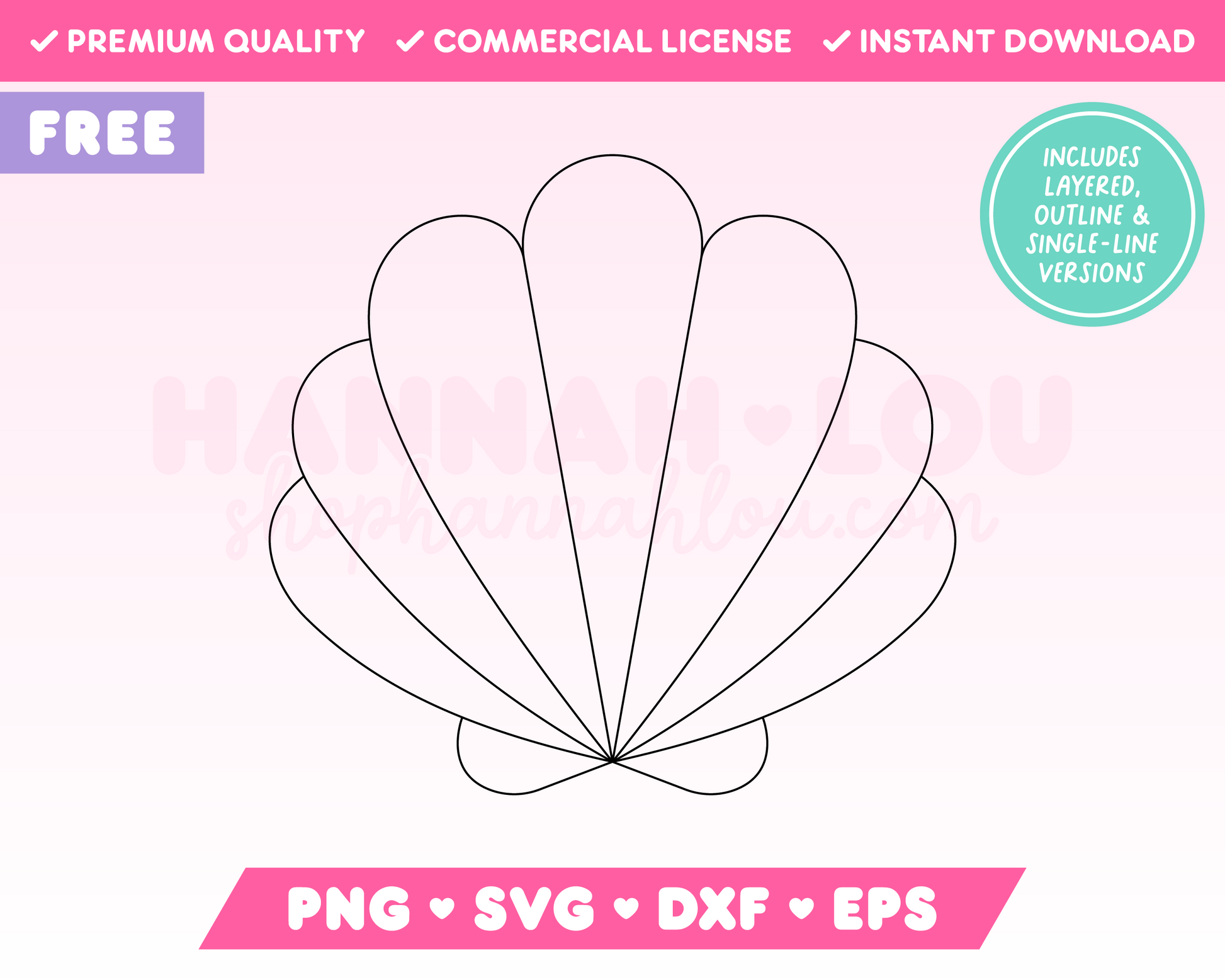 My free Clam Shell SVG is part of my Free Beach SVG Files for Cricut collection, and features a single-line drawing or sketch of a simple clam shell.