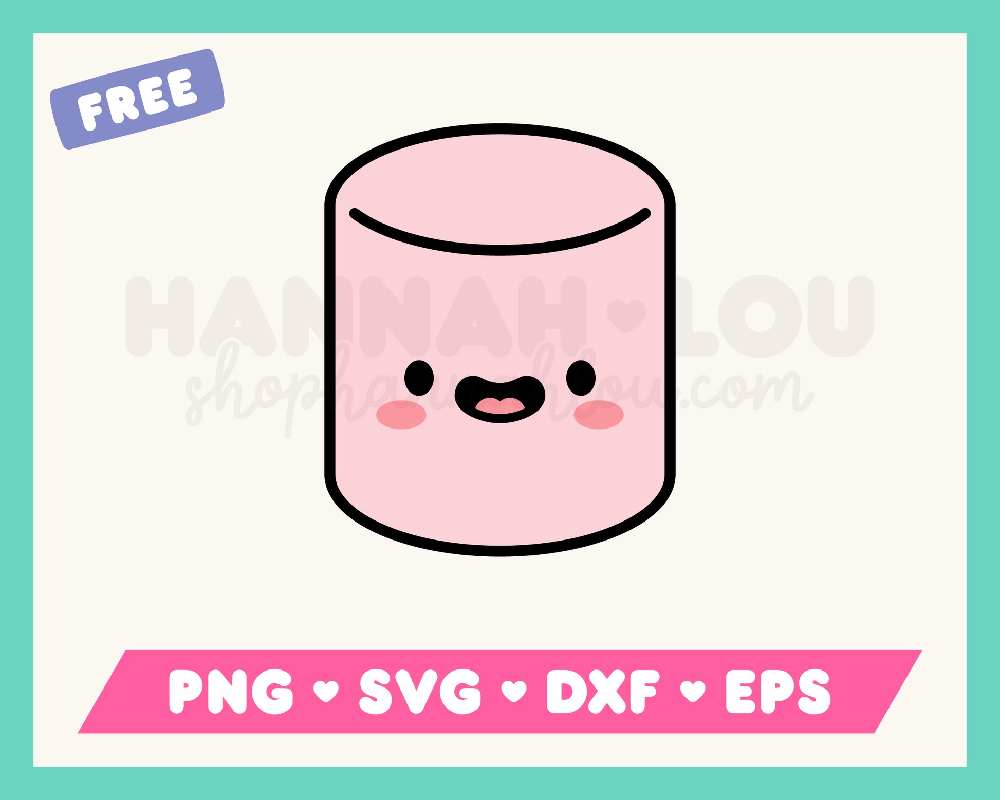 My free Cute Marshmallow SVG is part of my Free Cute SVG files for Cricut collection, and features a kawaii-style marshmallow with rosy cheeks.