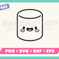 My free Cute Marshmallow SVG is part of my Free Cute SVG files for Cricut collection, and features an outline of a kawaii-style marshmallow with rosy cheeks.