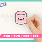 My free Cute Marshmallow SVG is part of my Free Cute SVG files for Cricut collection, and features a kawaii-style marshmallow with rosy cheeks on a sticker.