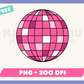 My free Disco Ball PNG is part of my Free Retro Sublimation Designs collection, and features a pink disco ball.