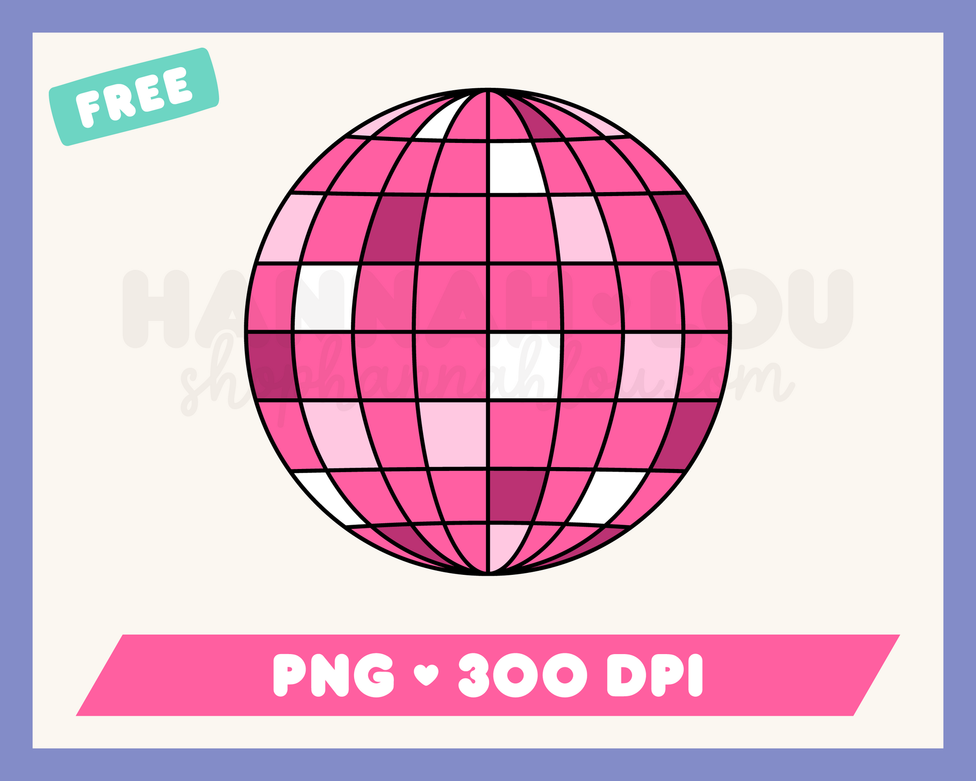 My free Disco Ball PNG is part of my Free Retro Sublimation Designs collection, and features a pink disco ball.