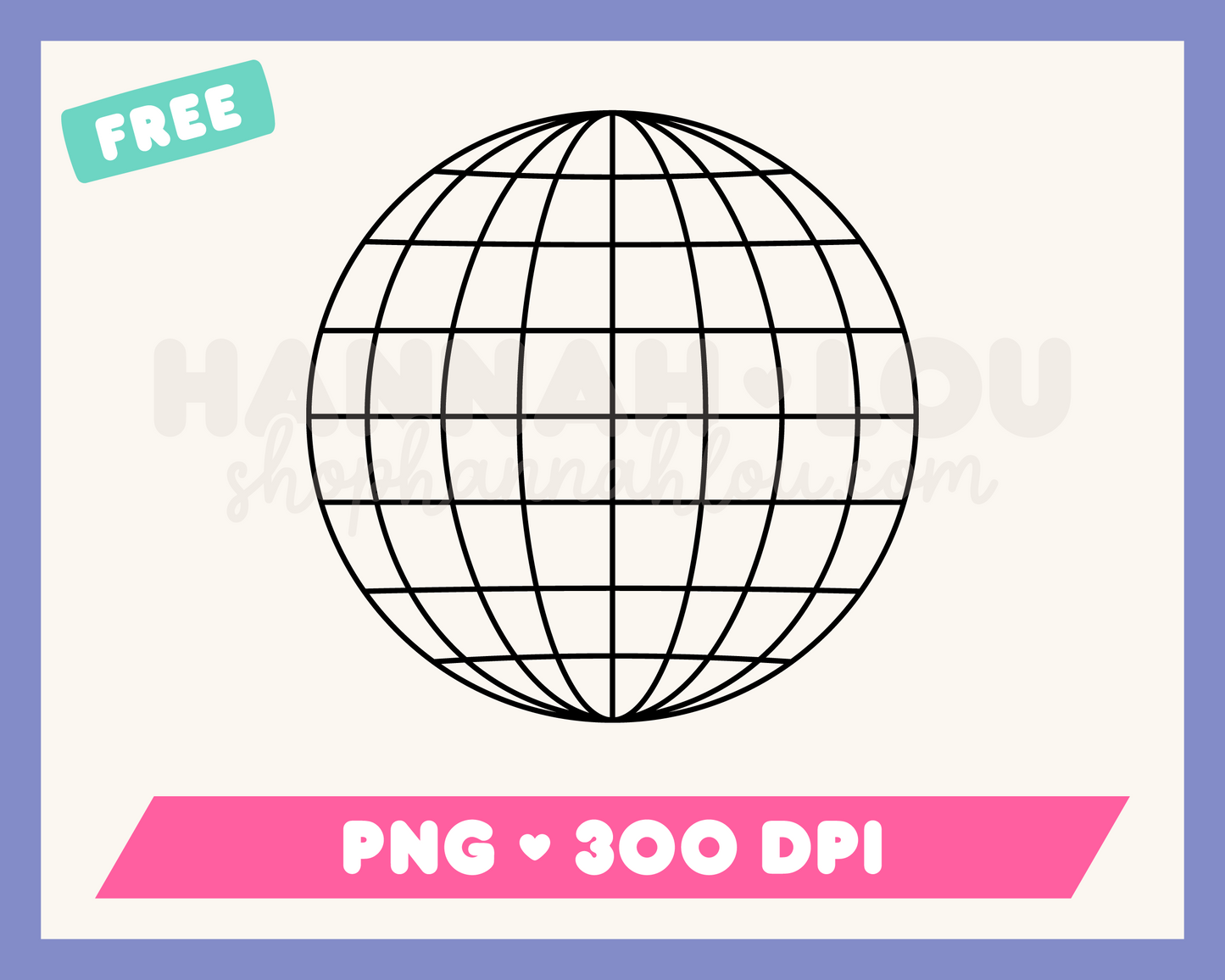 My free Disco Ball PNG is part of my Free Retro Sublimation Designs collection, and features an outline of a disco ball.