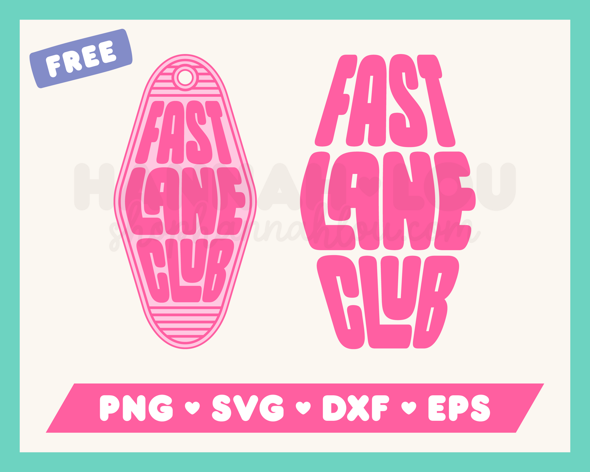 My free Fast Lane Club Motel Keychain SVG is part of my Free Motel Keychain SVG Files for Cricut collection, and features a motel keychain with the words Fast Lane Club on it.