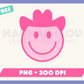 My free Happy Face Cowboy PNG is part of my Free Western Sublimation Designs collection, and features a pink happy face cowboy wearing a cowboy hat.